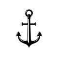 Vector black and white illustration of a sea anchor. White isolated background. Icon, sign, etc. For a wide range of Royalty Free Stock Photo