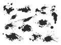 Vector black and white ink splash, blot and brush stroke, spot, spray, smudge, spatter, splatter, drip, drop, ink blob brush,