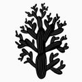 Vector black and white isolated design illustration with decorative tree branches