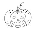 Vector black and white jack-o-lantern icon. Halloween scary pumpkin character. Autumn all saints eve illustration. Samhain party