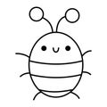 Vector black and white kawaii brown bug icon for kids. Cute line smiling beetle illustration or coloring page. Funny cartoon
