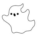Vector black and white kawaii ghost. Cute Halloween line character for kids. Funny autumn all saints day cartoon illustration with Royalty Free Stock Photo
