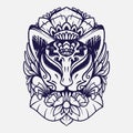 Vector black and white kitsune mask illustration Royalty Free Stock Photo