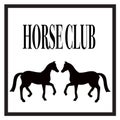 Vector black and white label for horse club or riding club.