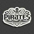 Vector black and white logo for Pirate theme Royalty Free Stock Photo