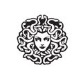 Vector Black and White Medusa Gorgon Woman Head with snakes Illustration Royalty Free Stock Photo