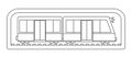 Vector black and white metro train. Funny line underground transportation with wagons for kids. Cute subway vehicle clip art.