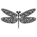 Vector black and white ornamental decorative illustration of dragonfly Royalty Free Stock Photo