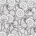 Vector black and white ornamental floral