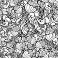 Vector black and white ornamental floral