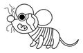 Vector black and white pirate mouse icon. Cute line one eye animal illustration. Outline treasure island hunter in stripy shirt. Royalty Free Stock Photo