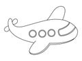 Vector black and white plane icon. Air transport for kids. Funny transportation line clip art for children. Cute airplane vehicle Royalty Free Stock Photo