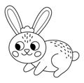 Vector black and white rabbit icon. Cute cartoon hare line illustration for kids. Farm animal isolated on white background. Bunny