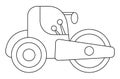 Vector black and white roller car. Construction site, road work flat icon. Building transportation clipart. Cute special transport Royalty Free Stock Photo