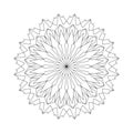 Vector black and white round acute simple mandala - adult coloring book page