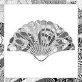 Vector black and white scallop illustration