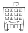 Vector black and white school building isolated on white background. Outline back to school illustration. Cute educational line