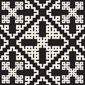 Vector Black & White Seamless Geometric Square Rhombus Grid Ethnic Pattern Royalty Free Stock Photo