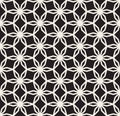 Vector Black and White Seamless Hexagonal Floral Star Lace Line Pattern
