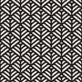 Vector Black And White Seamless Organic Floral Lines Grid Geometric Pattern