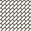 Vector black and white seamless pattern with diagonal brick wall texture, grid Royalty Free Stock Photo