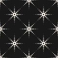 Vector black and white seamless pattern with halftone dots, floral silhouettes Royalty Free Stock Photo