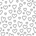 Vector black and white seamless pattern with little hearts. Repeating background with Saint ValentineÃ¢â¬â¢s day symbols. Playful Royalty Free Stock Photo