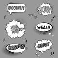 Vector black and white set with comic speech bubbles with sound effects Royalty Free Stock Photo