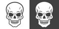 Vector Black and White Skull Icon Set Closeup Isolated. Skulls Collection with Outline, Cut Out Style in Front View