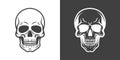 Vector Black and White Skull Icon Set Closeup Isolated. Skulls Collection with Outline, Cut Out Style in Front View