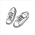Vector Black and White Sneaker Illustration. 80s Royalty Free Stock Photo