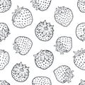 Vector black and white strawberry seamless pattern