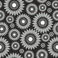 Vector black and white sunflower clip art flower seamless background Royalty Free Stock Photo