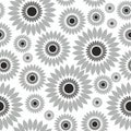 Vector black and white sunflower clip art seamless background Royalty Free Stock Photo