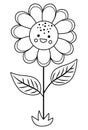 Vector black and white sunflower line icon. Outline blooming sun flower illustration or coloring page. Floral clipart. Cute summer Royalty Free Stock Photo