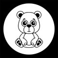 Vector black and white template bear. Silhouette of illustration for newborn and nursery design Royalty Free Stock Photo