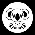 Vector black and white template funny koala. Silhouette of illustration for newborn and nursery design Royalty Free Stock Photo