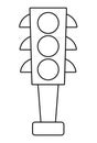 Vector black and white traffic lights icon. Road street sign line clipart. Cute highway stop light signal or coloring page