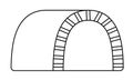 Vector black and white tunnel icon. Railway or highway gate line sign. Railroad tube passage clipart or coloring page isolated on