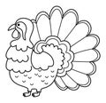 Vector black and white turkey icon. Cute cartoon gobbler illustration for kids. Farm bird isolated on white background. Line