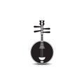 Vector black and white yueqin, Chinese string plucked musical instrument.