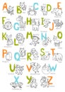 Vector black and white zoo alphabet with cute animals Royalty Free Stock Photo