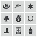 Vector black wild west icons set