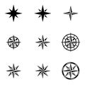 Vector black wind rose icon set