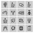 Vector black wine icon set Royalty Free Stock Photo