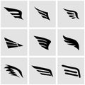 Vector black wing icon set Royalty Free Stock Photo