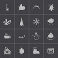 Vector black winter icons set