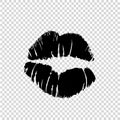 Vector black women lipstick kissmark print silhouette isolated Royalty Free Stock Photo