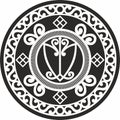 Vector black Yakut national round ornament, wealth amulet. Ethnic monochrome circle,