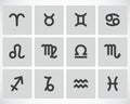 Vector black zodiac icons set